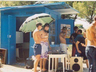 Blue kiosk